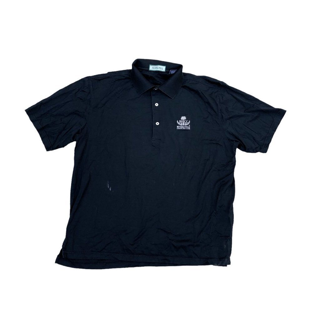 SUPIMA Beverly Hills Country Club Polo Shirt BTCC Men's LARGE Black Short Sleeve